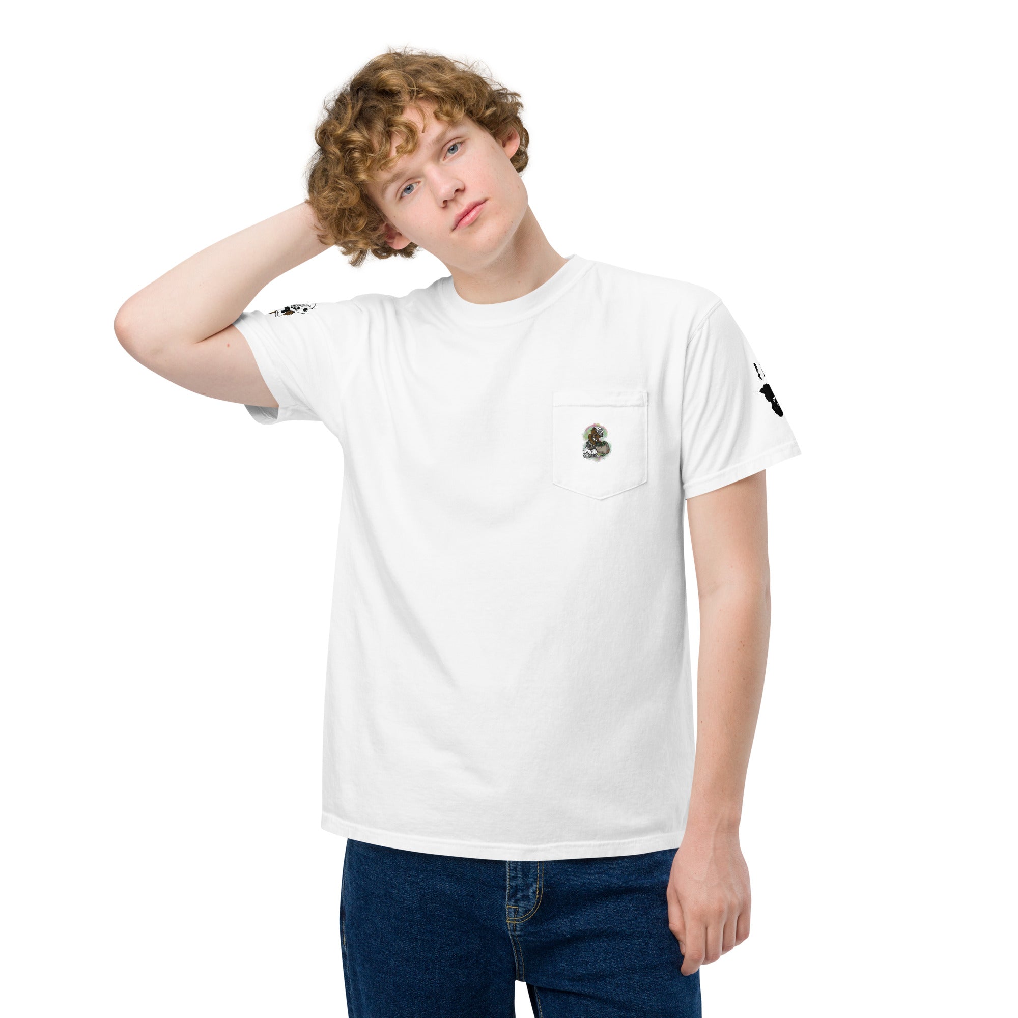 MONEY BEAR Unisex LV Charm garment-dyed pocket t-shirt